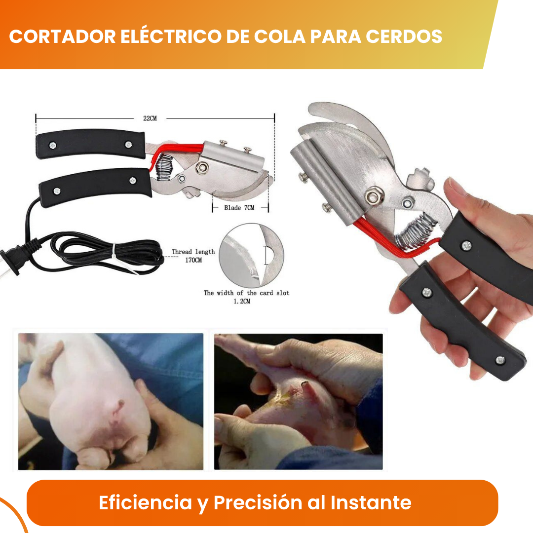 Cortador de Cola Eléctrico para Cerdos Corte Rápido y Preciso 🐖