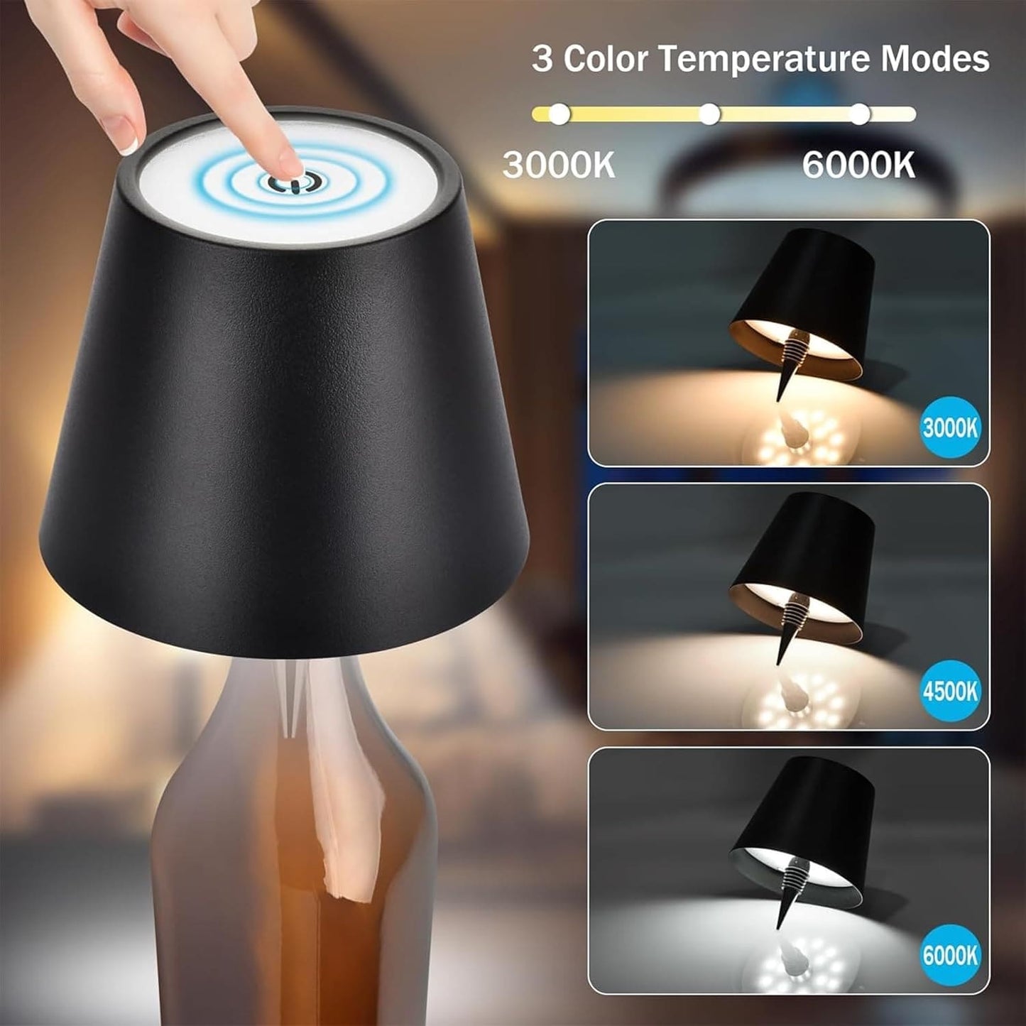 2 Lámparas de Botella Recargable LED – Decoración Única y Moderna