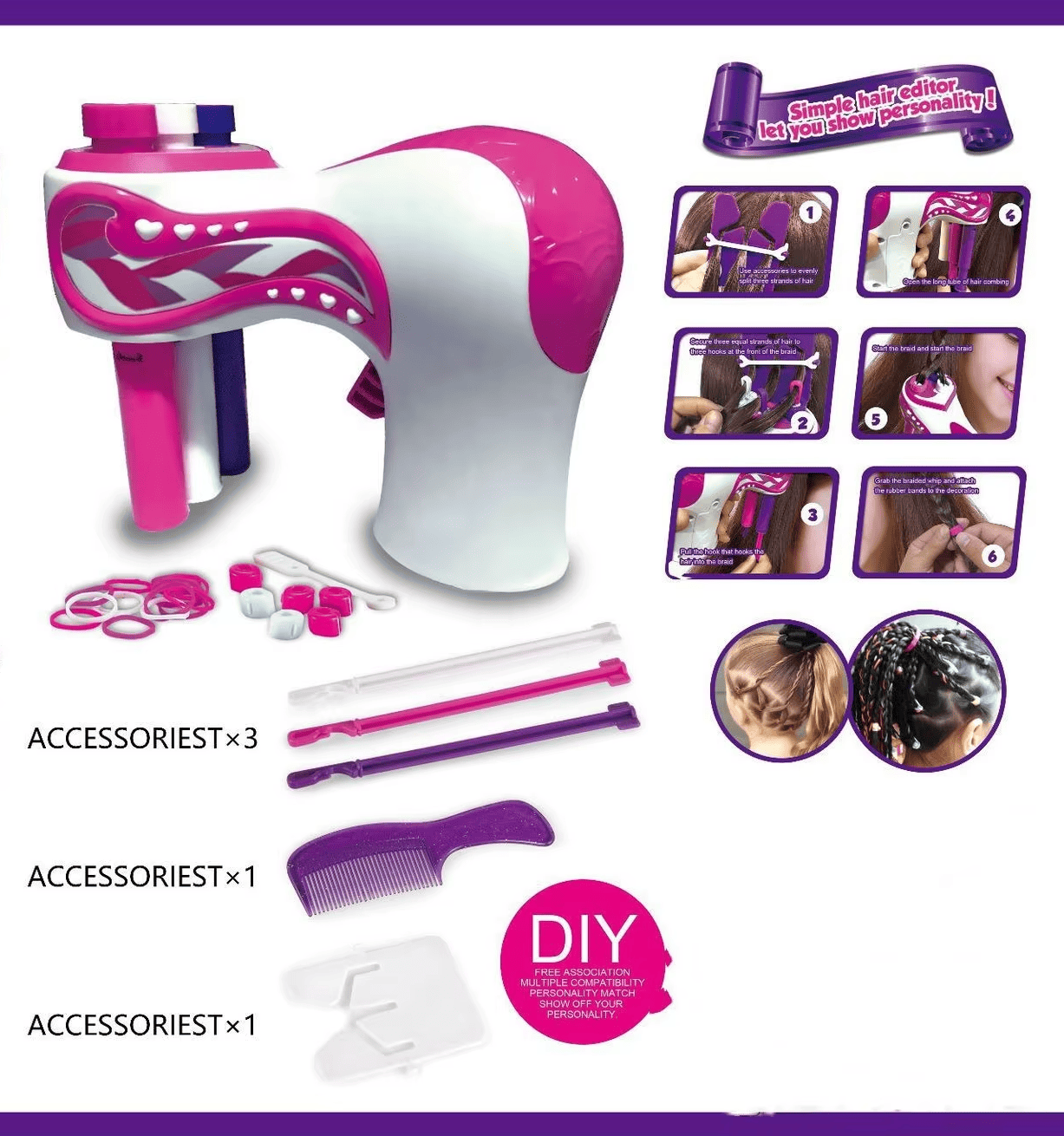 Máquina automática para trenzar el cabello ¡Crea peinados en segundos!