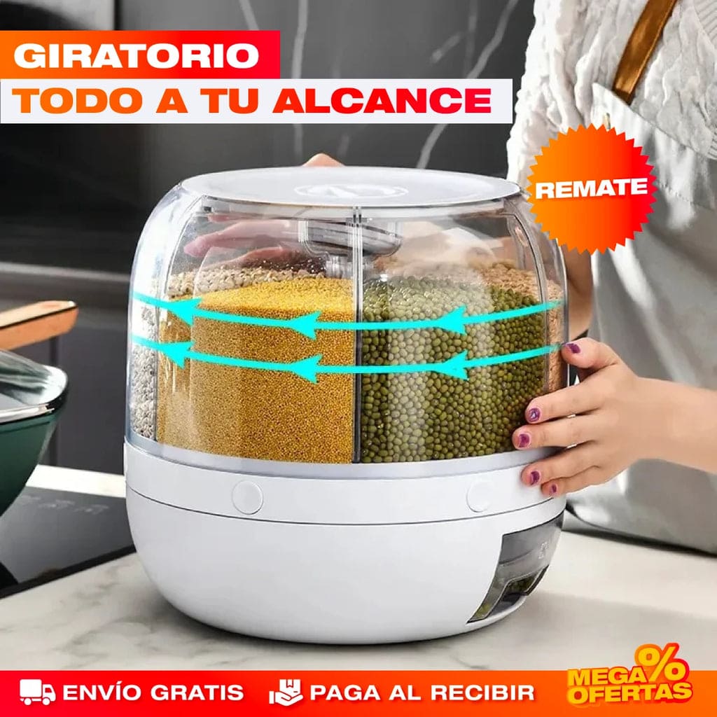 DISPENSADOR ORGANIZADOR GIRATORIO DE GRANOS Y ARROZ ✔️