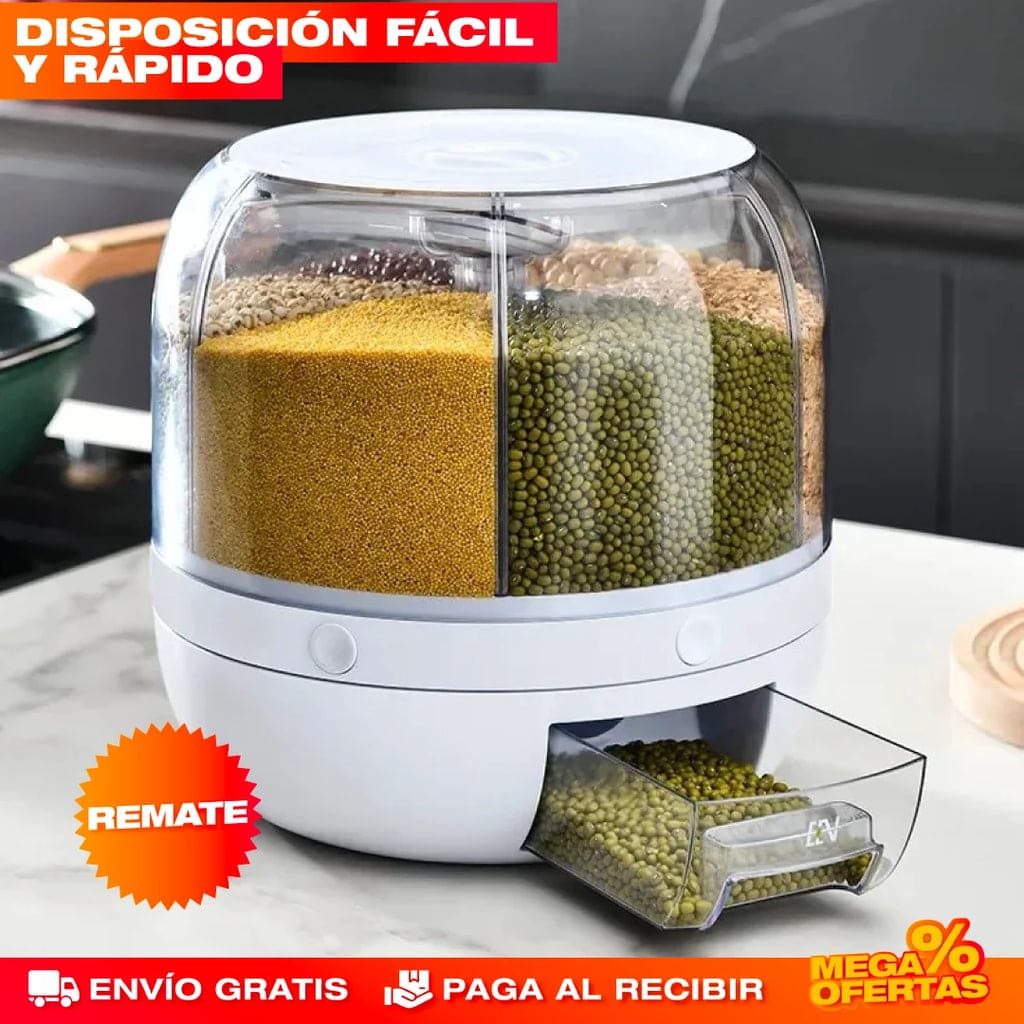 DISPENSADOR ORGANIZADOR GIRATORIO DE GRANOS Y ARROZ ✔️