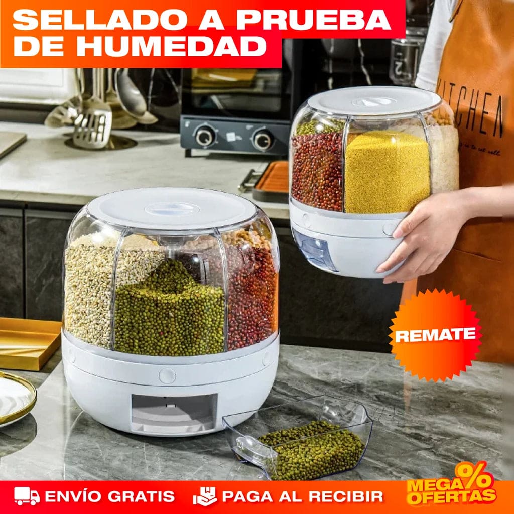 DISPENSADOR ORGANIZADOR GIRATORIO DE GRANOS Y ARROZ ✔️