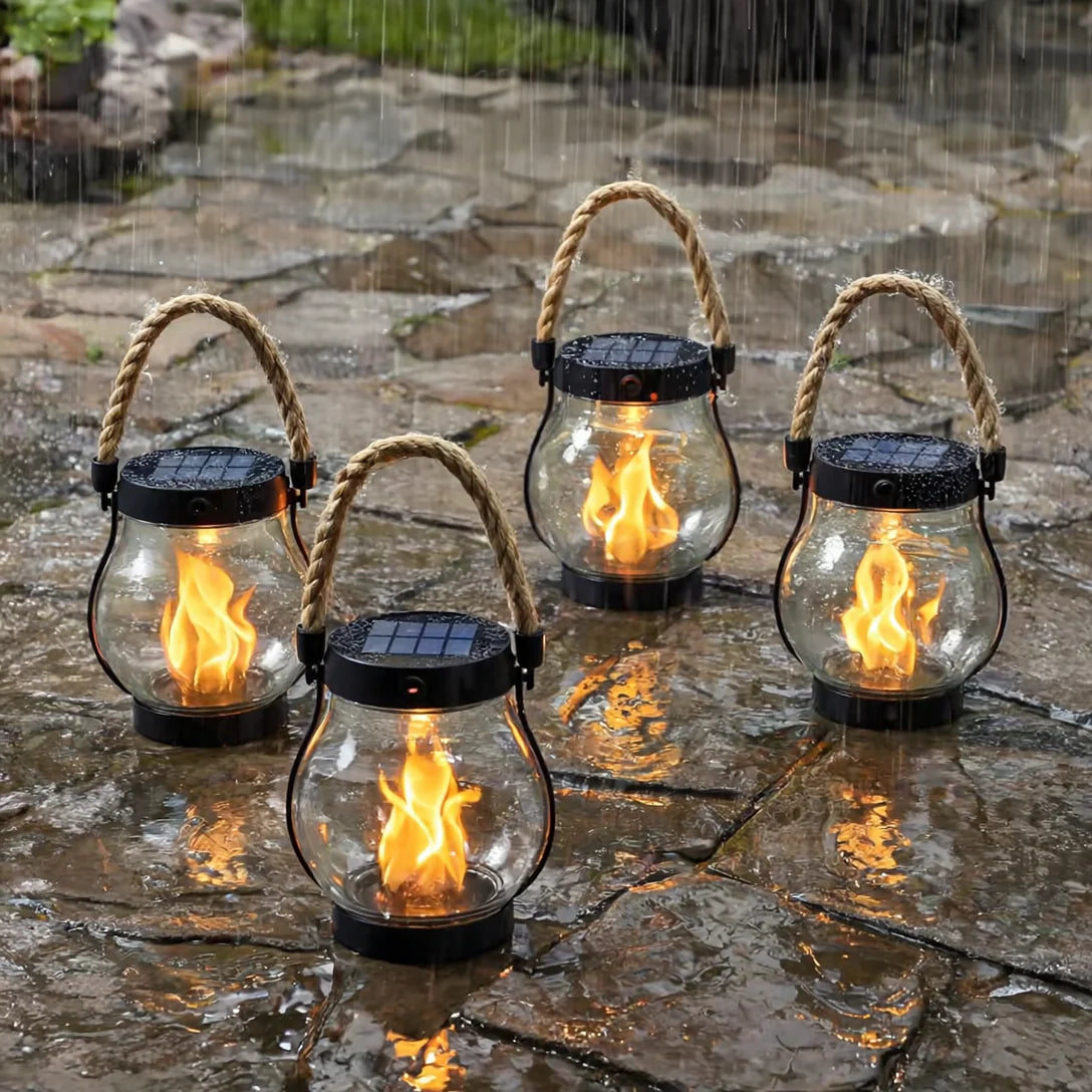 Pack 2 Linternas Solares con Efecto de Llama Realista
