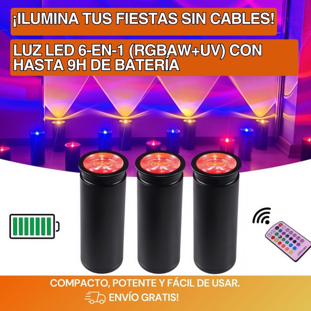 8 Chroma Cannons – Foco LED 6-en-1 con Batería
