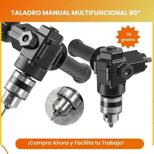 Taladro Manual Multifuncional – Cabezal de Ángulo 90°