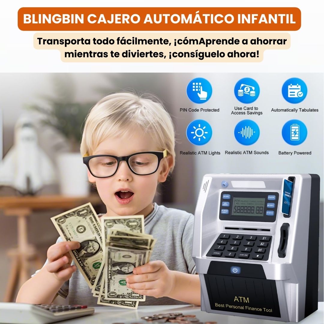 🏦 Blingbin Caja Fuerte Infantil – Cajero Automático para Niños