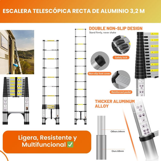 Escalera Telescópica Recta de Aluminio