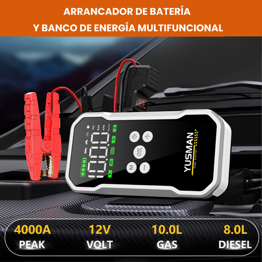 🔋 Arrancador de Batería y Banco de Energía Multifuncional – Compacto y Ultra Seguro