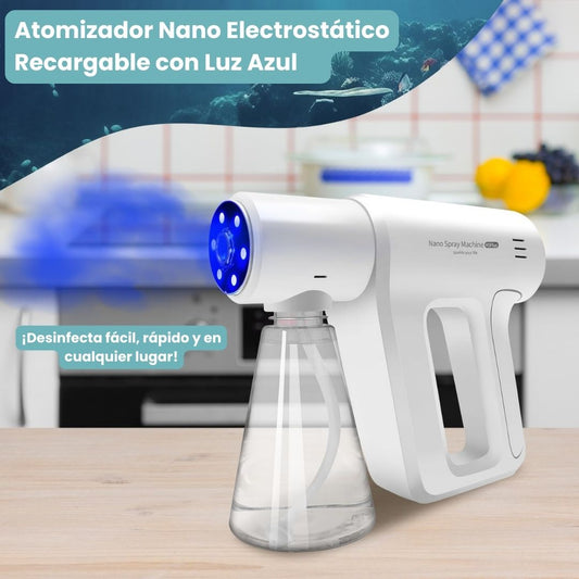 Atomizador Electrostático Recargable con Luz Azul – Pulverización Nano ULV