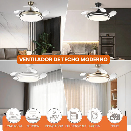 Ventilador de Techo Moderno con Luz LED y Control Remoto