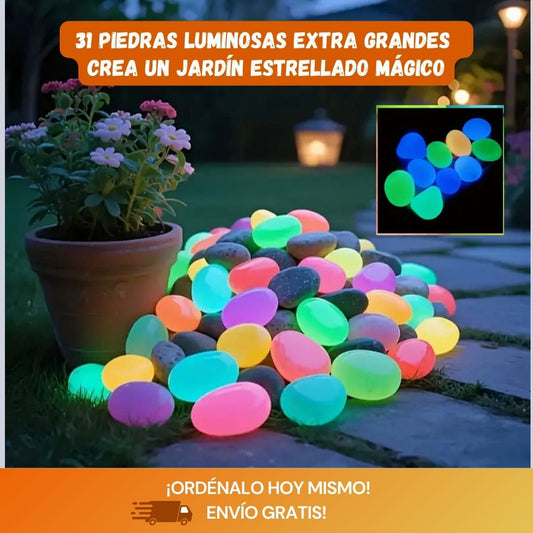31pcs Piedras Luminosas Extra Grandes – Decoración de Jardín y Acuario