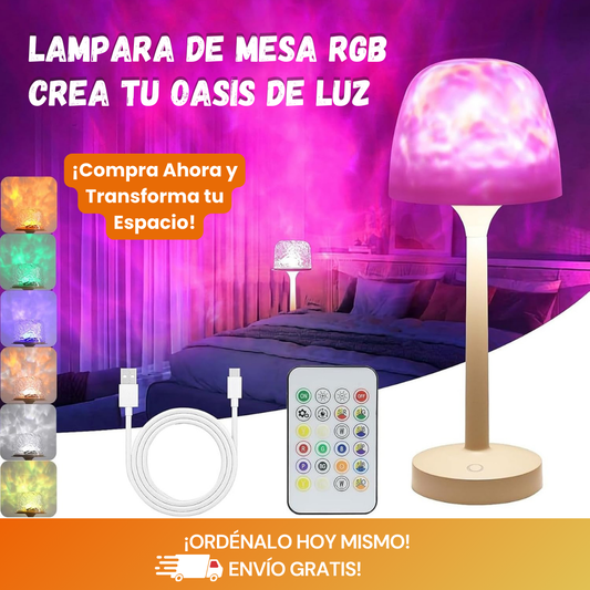 Lámpara de Mesa RGB Inalámbrica - Proyector de Olas del Océano