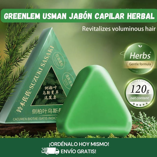 Greenlem Usman – Jabón Capilar Herbal con Hoja de Platycladus y Aminoácidos Naturales
