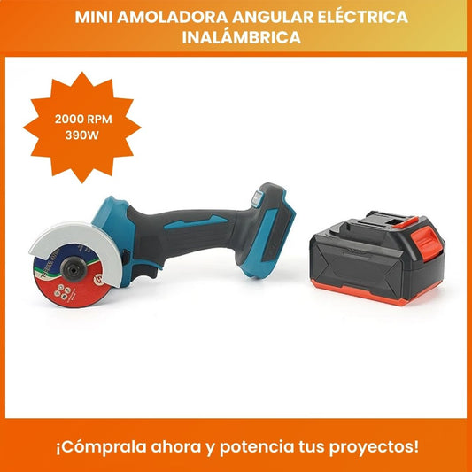 Mini Amoladora Angular Eléctrica Inalámbrica  2000 RPM – 390W