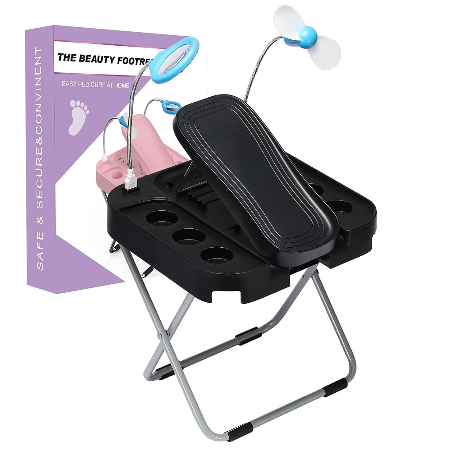 Apoya-Pies de Pedicura con Luz LED y Ventilador USB