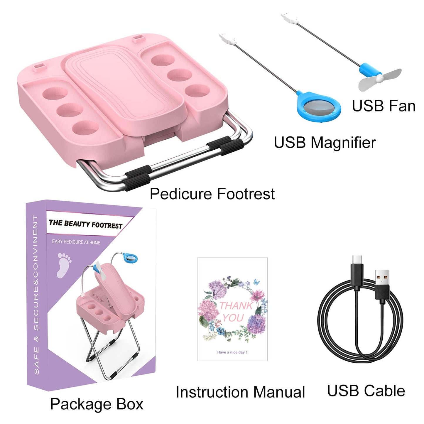 Apoya-Pies de Pedicura con Luz LED y Ventilador USB