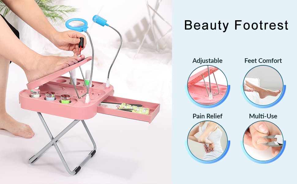 Apoya-Pies de Pedicura con Luz LED y Ventilador USB