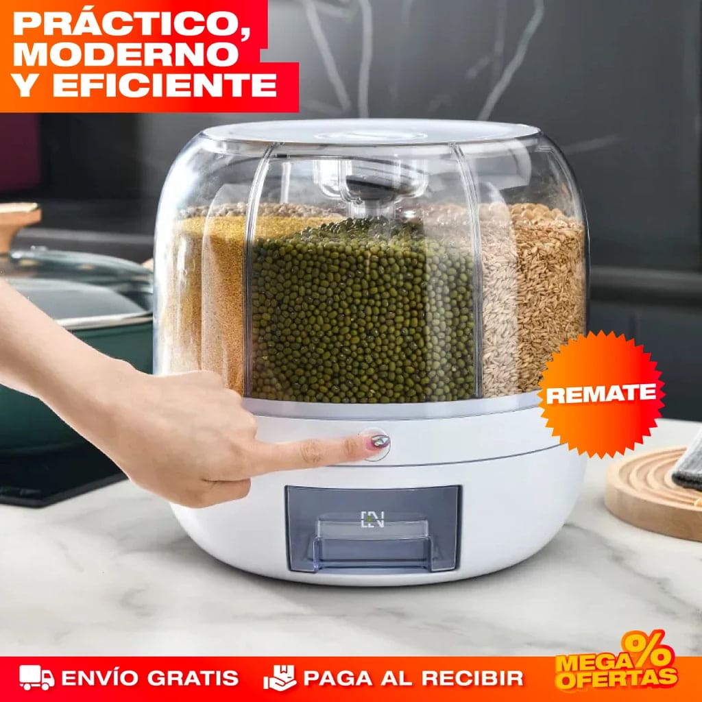 DISPENSADOR ORGANIZADOR GIRATORIO DE GRANOS Y ARROZ ✔️