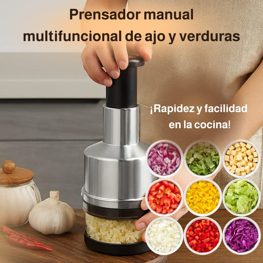 🔪🥦 Prensador manual multifuncional de ajo y verduras – 🌟 Rendimiento eficiente y diseño moderno 🏡 para tu cocina